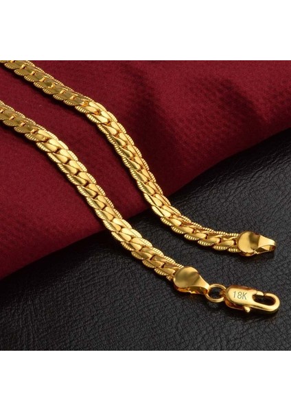 Altın Küpeler Erkek Kadın Moda Katı 18K Altın Düz Zincir Kolye Gelin Düğün Nişan Ince Takı (Yurt Dışından) fiyatları