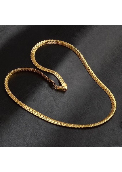 Altın Küpeler Erkek Kadın Moda Katı 18K Altın Düz Zincir Kolye Gelin Düğün Nişan Ince Takı (Yurt Dışından) fırsatları
