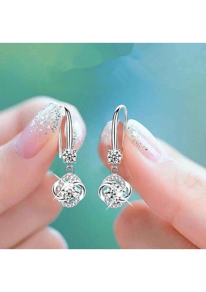 Mavi Stil Kadınlar Için 1.20CT Mavi Beyaz Pembe Safir Asma Kanca Küpe Gelin Düğün Takı Hediye (Yurt Dışından) fiyatları