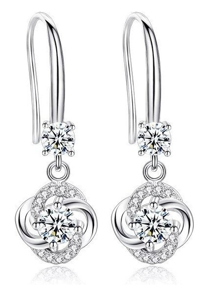 Mavi Stil Kadınlar Için 1.20CT Mavi Beyaz Pembe Safir Asma Kanca Küpe Gelin Düğün Takı Hediye (Yurt Dışından) modelleri