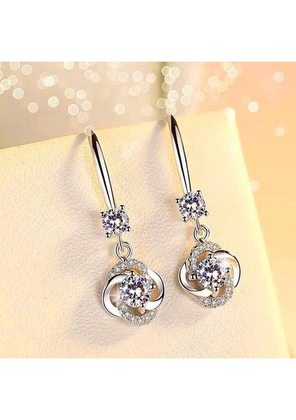 Mavi Stil Kadınlar Için 1.20CT Mavi Beyaz Pembe Safir Asma Kanca Küpe Gelin Düğün Takı Hediye (Yurt Dışından) fırsatları