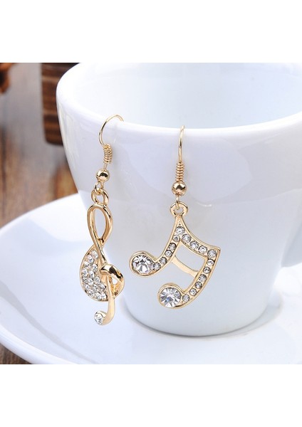 Altın Tarzı 2 Paket 18 Ayar Altın ve Gümüş Kristal Müzik Notalı Küpe Müzikal Not Kulak Düğmesi (Yurt Dışından) fiyatları