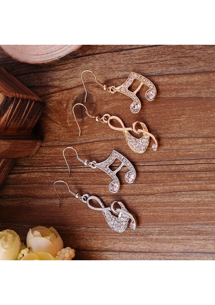 Altın Tarzı 2 Paket 18 Ayar Altın ve Gümüş Kristal Müzik Notalı Küpe Müzikal Not Kulak Düğmesi (Yurt Dışından) modelleri