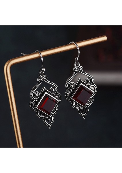 Antik Gümüş Tarzı Kadın Vintage Küpe Tek-Tarz Tavuskuşu Kırmızı Ateş Labradorit Küpe Gümüş 1 Çift (Yurt Dışından) fiyatları