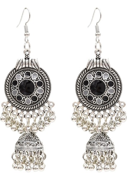 Siyah Stil Kadınların Şirin Kulak Takıları Düşen Tasarım Püskül Boncuk Kanca Küpe (Yurt Dışından)