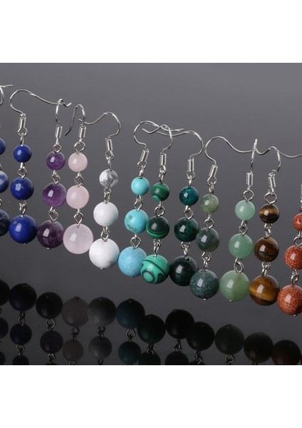 5 - Beyaz Turquoise Kadınlar Için Doğal Kaplan Gözü Boncuk Taş Düşen Uzun Küpe Takı (Yurt Dışından) fiyatları