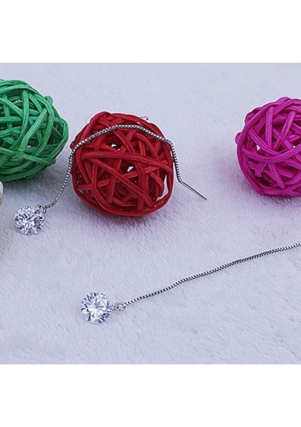 Gümüş Tarzı Bir Kadın Zirkon Topaz Taşlı Gümüş Düşen Küpe Zincir Küpe (Yurt Dışından) fırsatları