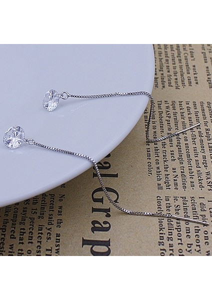 Gümüş Tarzı Bir Kadın Zirkon Topaz Taşlı Gümüş Düşen Küpe Zincir Küpe (Yurt Dışından) indirimleri