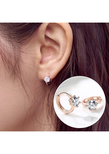 No.17 Boyutu 18 Ayar Altın Kaplama Beyaz Cz Benzersiz Bayan Huggie Küpe Karşılık Gelen Resim Için Stil Seçimi (Yurt Dışından)