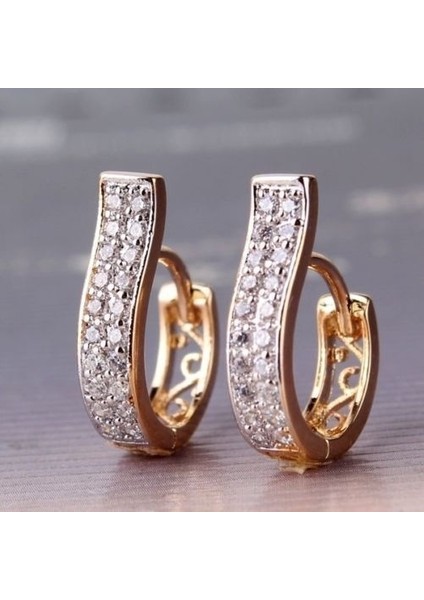 No.17 Boyutu 18 Ayar Altın Kaplama Beyaz Cz Benzersiz Bayan Huggie Küpe Karşılık Gelen Resim Için Stil Seçimi (Yurt Dışından) fırsatları