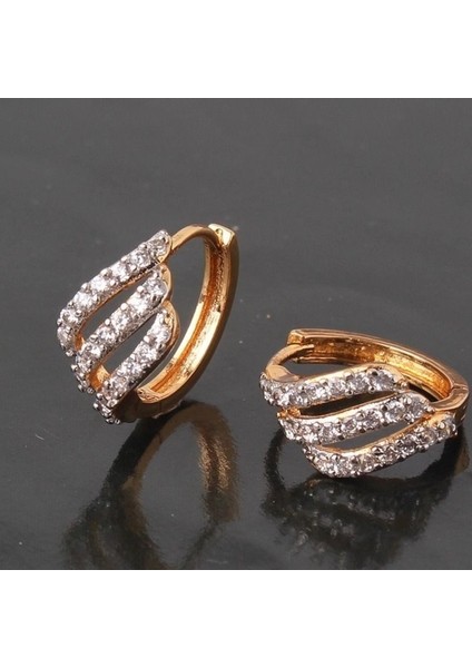 No.17 Boyutu 18 Ayar Altın Kaplama Beyaz Cz Benzersiz Bayan Huggie Küpe Karşılık Gelen Resim Için Stil Seçimi (Yurt Dışından) indirimleri