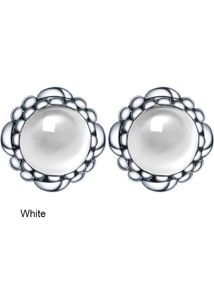 Beyaz Stil Kadınlar Için Göz Kamaştırıcı Doğal Taş Opal Gümüş Küpe (Yurt Dışından)