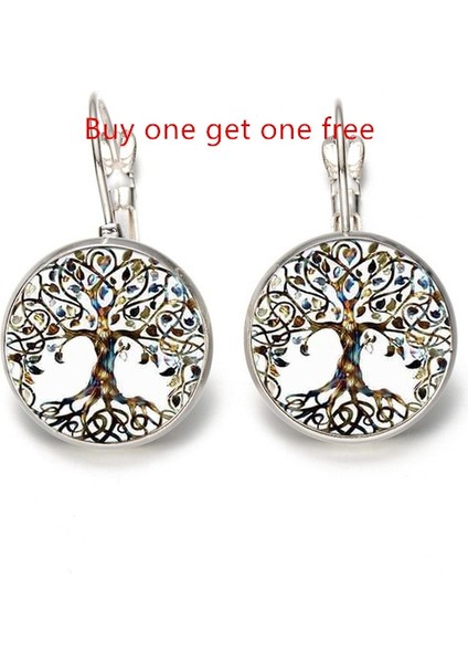 Bronz Tarzı Gümüş Kaplama Fransız Kanca Küpe ile Eski Gümüş Ağaç Desenli Cam Küpe (Yurt Dışından) fiyatları