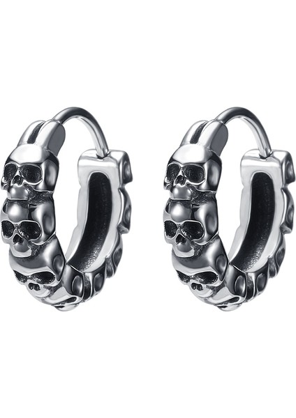 Gümüş Tarzı Stil 6 1 Çift Punk Rock Tarzı Küpe Moda Paslanmaz Çelik Küpeler Kafatası Cerrahi Çelik Küpeler Erkekler ve Kadınlar Için Punk Tarzı Piercing (Yurt Dışından)