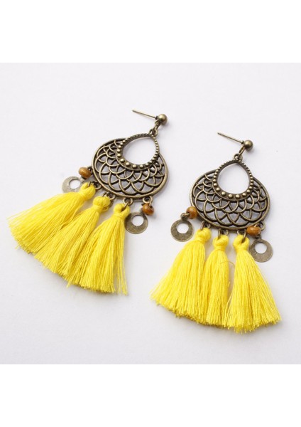 Mavi ve Çok Renkli Stil Kadın Moda Püskül Küpeler ile Dokuma Küpeler Bohem Tarzı (Yurt Dışından) modelleri