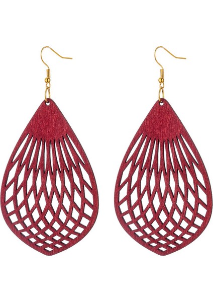 Yeşil Stil Ahşap Hollow Geometrik Küpe Moda Su Damlası Küpe (Yurt Dışından) fiyatları