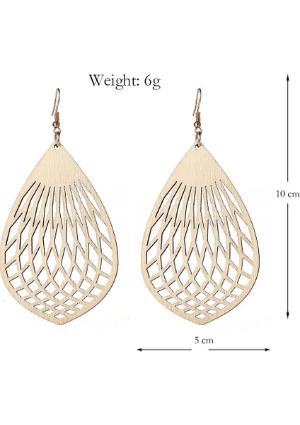 Yeşil Stil Ahşap Hollow Geometrik Küpe Moda Su Damlası Küpe (Yurt Dışından) fırsatları