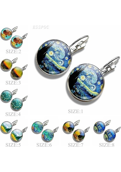 Gümüş Tarzı No.5 Boyutu Gümüş Sanat Van Gogh Yıldızlı Gece Tablo Halka Küpe Ayçiçeği Tibet Cam Kabinli Kanca Küpe Kadınlar Için Vintage Takı (Yurt Dışından) fiyatları