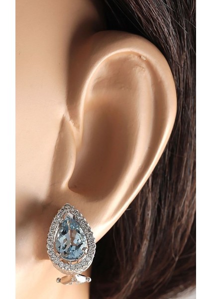 Açık Mavi Stil Womeear Kesim Akik Gümüş Küpe Düşen Küpe (Yurt Dışından) fırsatları