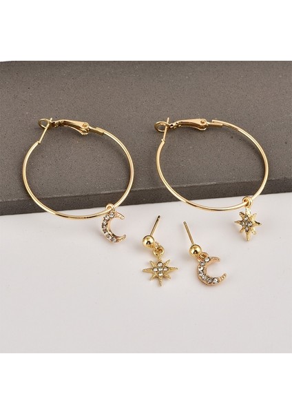 Kristal Yıldız Kadın Küpe Seti Altın Aybohemdairekore Küpeleri Kadın Halka Küpe Kadınlar Için Hediye Aksesuarları (Yurt Dışından) indirimleri