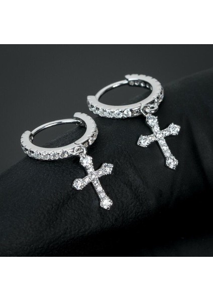 Altın Erkek Kadın Beyaz Altın Gümüş Dangle Çapraz Damla Huggie Hoop Küpe (Yurt Dışından) fiyatları