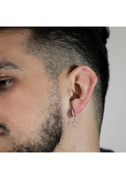 Altın Erkek Kadın Beyaz Altın Gümüş Dangle Çapraz Damla Huggie Hoop Küpe (Yurt Dışından) indirimleri