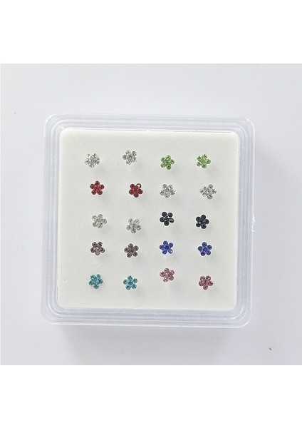 20 Adet / Kutu Sekiz Renkli Güzel Çiçek Şekilli Rhinestone Burun Halkaları Sıcak Satış (Yurt Dışından) modelleri