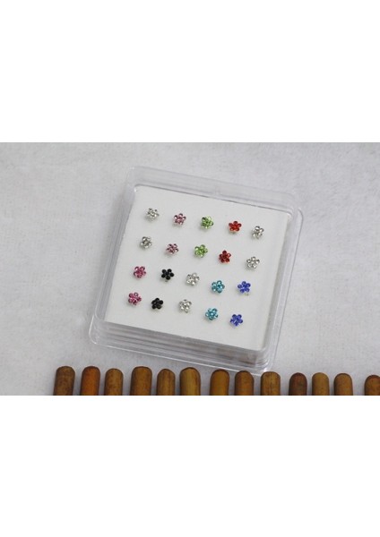 20 Adet / Kutu Sekiz Renkli Güzel Çiçek Şekilli Rhinestone Burun Halkaları Sıcak Satış (Yurt Dışından) fırsatları