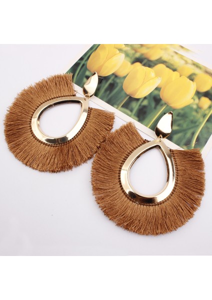 Kahve Stili Moda Takı Bohemia Tarzı Alaşım Fan Tipi Püskül Küpe Retro Küpeler (Yurt Dışından)