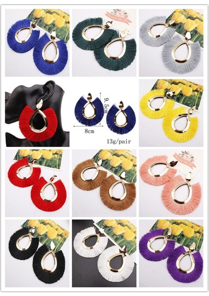 Kahve Stili Moda Takı Bohemia Tarzı Alaşım Fan Tipi Püskül Küpe Retro Küpeler (Yurt Dışından) fiyatları