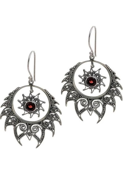 Gümüş Tarzı Vintage Gümüş Küpe Hindu Shiva Ateş Küpe Kolye Doğal Yakut Kadın Küpeler Takı Hediye (Yurt Dışından) fırsatları