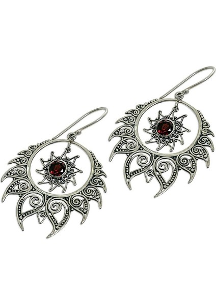 Gümüş Tarzı Vintage Gümüş Küpe Hindu Shiva Ateş Küpe Kolye Doğal Yakut Kadın Küpeler Takı Hediye (Yurt Dışından) indirimleri