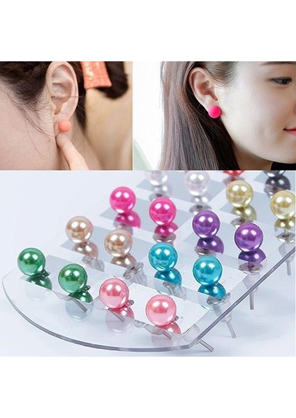 Bir Kadın Moda Hava Küpe Sahte Inci Yuvarlak Top Küpe Seti Küpe Damla Çok Renkli (Yurt Dışından) modelleri