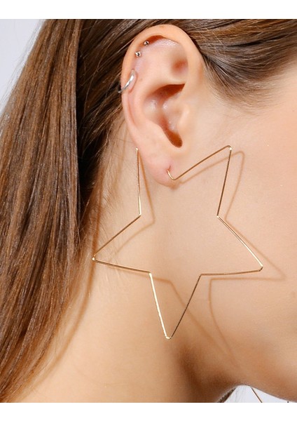 Gümüş Tarzı Basit Aşırı Moda Kolye Küpe Geometrik Beş Köşeli Yıldız Küpe Kadın Parti Takıları Için Mücevher (Yurt Dışından) fiyatları