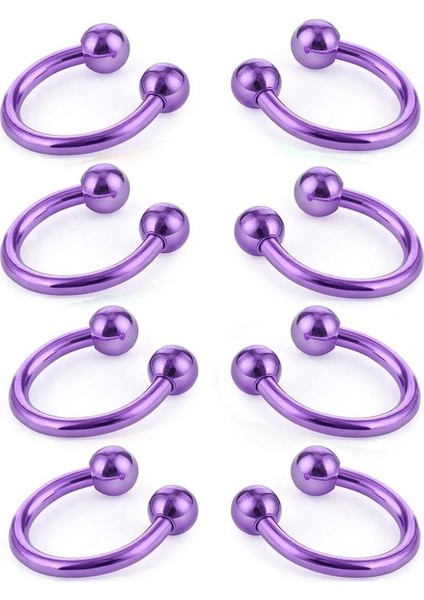 8 Adet Mor Kadın Erkek Çelik Vücut Takı Dudak Meme Kaş Dudağı Halka Hoop - 16G Burun Septum Halka At Kepçe Piercing'in Halka Ear Piercings Için - (Yurt Dışından)