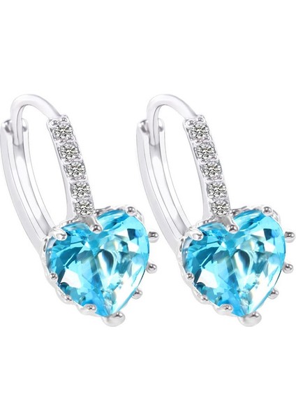 Pembe Tarzı 18K Beyaz Altın Kaplama 6 Renk Taşlı Kalp Kristal Halka Klipsli Küpe (Yurt Dışından) fiyatları