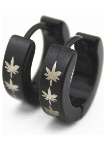 Siyah Stil 4mm Geniş Siyah Punk Cool Paslanmaz Çelik Küpe Yaprak Tasarımı Akçaağaç Yaprağı Stil Kulak Klipsi Xmas Hediyesi (Yurt Dışından) fiyatları