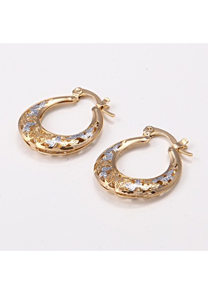 14 Ayar Katı Sarı Altın Kaplama Gümüş Iki Tonlu Kadın Düğün Takı Küpe (Yurt Dışından) modelleri