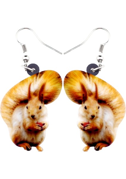 Altın Tarzı Kadın Kızlar Gençler Için Fındık Sincap Küpe Düşen Damla Benzersiz Orman Hayvan Takı Akrilik Tatlı Hediye Parti Süslemesi (Yurt Dışından)