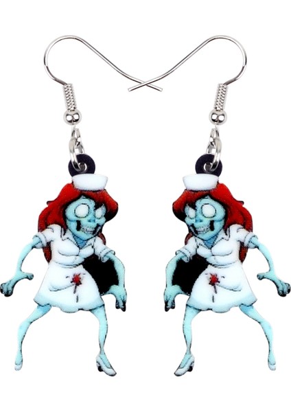 Kırmızı Stil Kadın Kızlar Için Halloween Korkunç Gülümseme Oyuncak Zombi Küpe Dangle Hoops Punk Takı Parti Kostümleri Hediye Şıklıklar (Yurt Dışından)