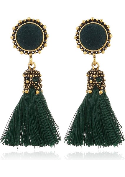 Yeşil Stil Moda Retro Bohemia Stili Küpe Püskül Küpe Bayan Düğün Küpe (Yurt Dışından)