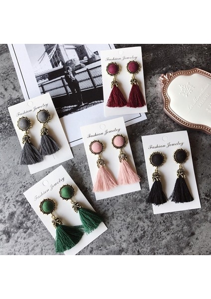 Yeşil Stil Moda Retro Bohemia Stili Küpe Püskül Küpe Bayan Düğün Küpe (Yurt Dışından) fırsatları