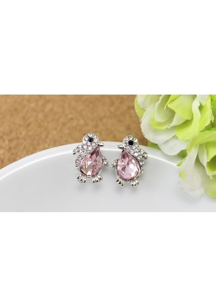 Pembe Tarzı Sevimli Tatlı Kristal Penguen Küpe Kulak Çivisi Küpe Moda Takı (Yurt Dışından)