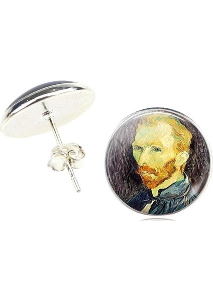 Gümüş Tarzı No.1 Boyutu Vintage Van Gogh Tablo Serisi Küpe Van Gogh Yıldızlı Gece Tibet Gümüşü Küpe Sanat Takı Kadınlar ve Aşıklar Için (Yurt Dışından)