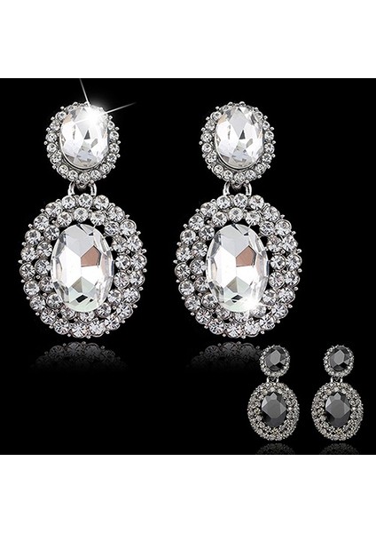 Beyaz Stil Bir Kadınlar Için Retro Lüks Oval Taşlı Beyan Damlacık Küpe Takı Hediye (Yurt Dışından)