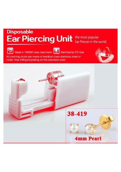 NO419 1 Takım 2 Adet Tek Kullanımlık Steril Kulak Delme Tabancası Kartilaj Tragus Helix Delme Tabancası Seti Çelik Iğne Küpe Aracı (Yurt Dışından)