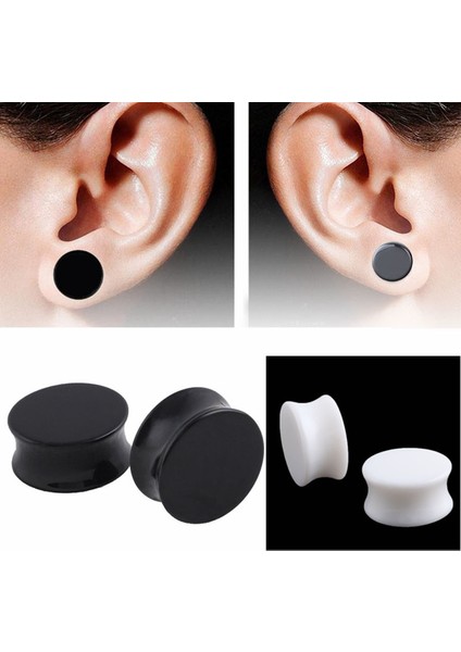 Beyaz Stil No.30 Boyutu 1 Çift Akrilik Siyah ve Beyaz Kulak Tıkaç Tünelleri Kulak Genişletici Deldirme Vücut Takı Küpe (Yurt Dışından) fiyatları