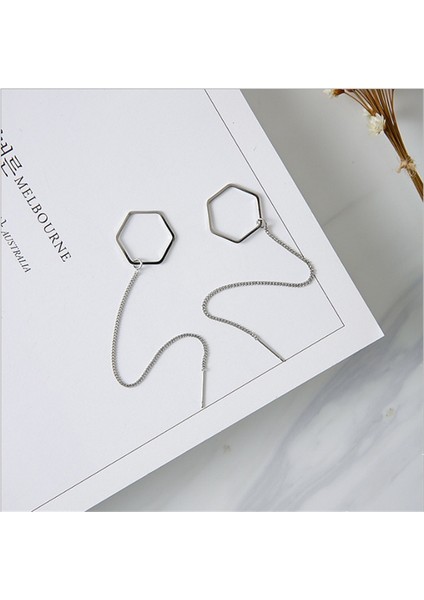 Gümüş Tarzı Gümüş Basit Geometrik Modelleme Küpe Temperament Altıgen Uzun Küpeler (Yurt Dışından) modelleri