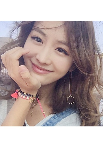 Gümüş Tarzı Gümüş Basit Geometrik Modelleme Küpe Temperament Altıgen Uzun Küpeler (Yurt Dışından) fırsatları