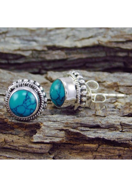 No.7 Boyutu Gümüş Turkuaz Halka Küpe Dangle Küpe Düğün Hediye Kadın Takı Karşılık Gelen Resim Için Stil Seçimi (Yurt Dışından)